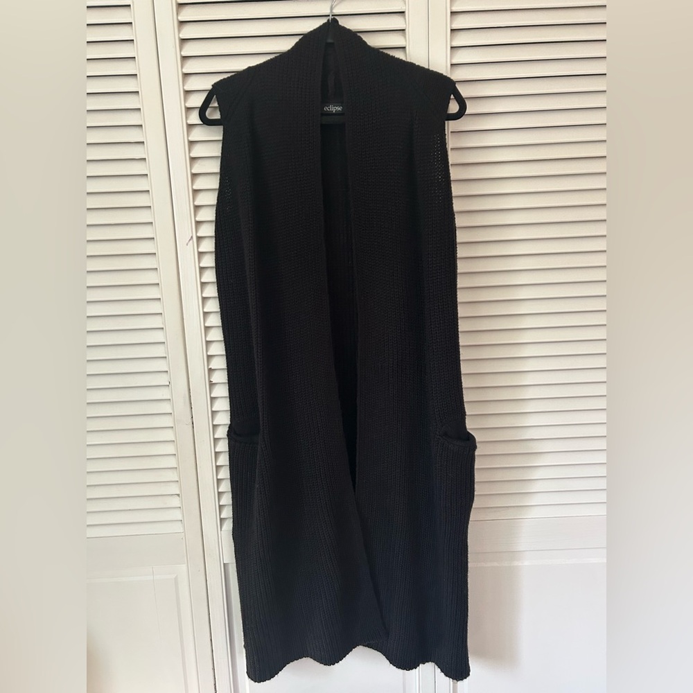 Eclipse Black Knit Open Vest